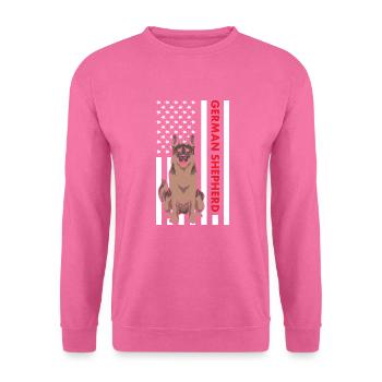 German Shepherd Us Flag - Unisex Pullover - Pink - Vorne