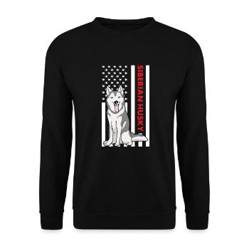 Siberian Husky Us Flag - Unisex Sweatshirt - black - Front - Alina (178cm) & Michal (187cm)