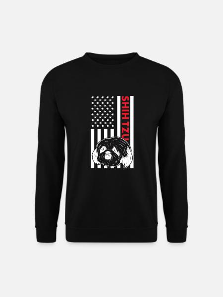 Shih Tzu Us Flag - Unisex Sweatshirt - black