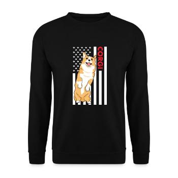 Chien Corgi Us drapeau - Sweat-shirt Unisexe - noir - Devant - Alina (178cm) & Michal (187cm)