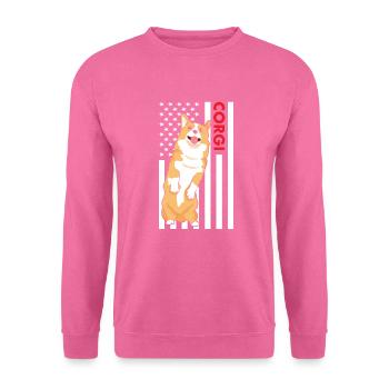 Chien Corgi Us drapeau - Sweat-shirt Unisexe - rose - Devant