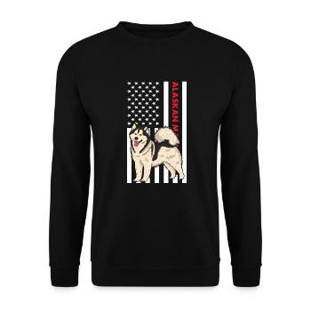 Alaskan Malamute Us Flag - Unisex Sweatshirt - black - Front - Alina (178cm) & Michal (187cm)