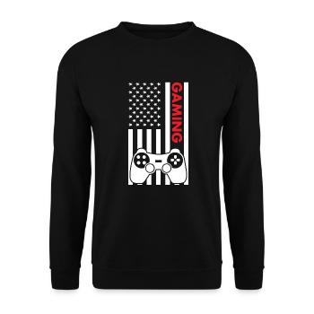 Gamer Us Flag Gaming - Unisex Pullover - Schwarz - Vorne - Alina (178cm) & Michal (187cm)