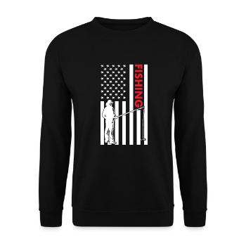 Fisher Us Flag Pêche - Sweat-shirt Unisexe - noir - Devant - Alina (178cm) & Michal (187cm)