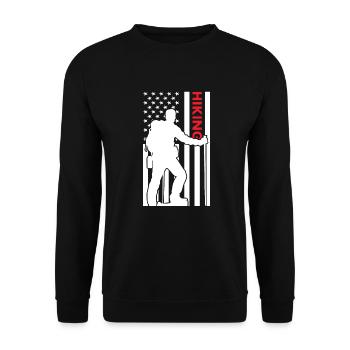 Hiker Us Flag Hiking - Unisex Pullover - Schwarz - Vorne - Alina (178cm) & Michal (187cm)