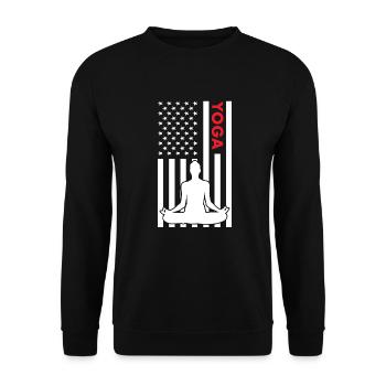 Yogi Us Flag Yoga - Unisex Pullover - Schwarz - Vorne - Alina (178cm) & Michal (187cm)