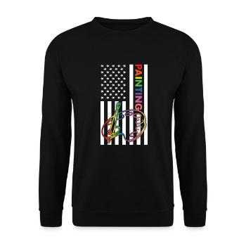 Painter Us Flag Painting - Unisex Pullover - Schwarz - Vorne - Alina (178cm) & Michal (187cm)