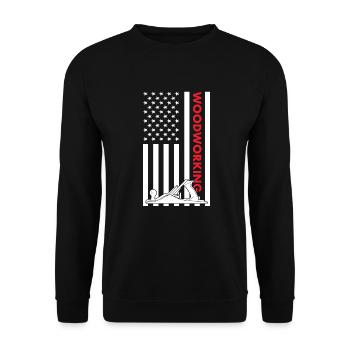 Woodworker Us Flag Woodworking - Unisex Sweatshirt - black - Front - Alina (178cm) & Michal (187cm)