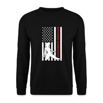 Gymnast Us Flag Rhythmic Gymnastics - Unisex Sweatshirt - black - Front - Alina (178cm) & Michal (187cm)