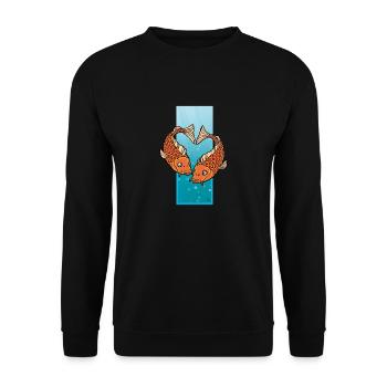 The Pisces-heart - Unisex Pullover - Schwarz - Vorne - Alina (178cm) & Michal (187cm)