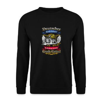 Stolzer Mecklenburger – Heimatliebe und Tradition - Unisex Pullover - Schwarz - Vorne - Alina (178cm) & Michal (187cm)