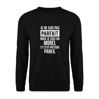 Nom de Famille - MOREL - Sweat-shirt Unisexe - noir - Devant - Alina (178cm) & Michal (187cm)