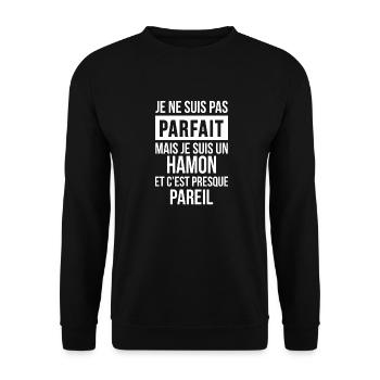 Nom de Famille - HAMON - Sweat-shirt Unisexe - noir - Devant - Alina (178cm) & Michal (187cm)