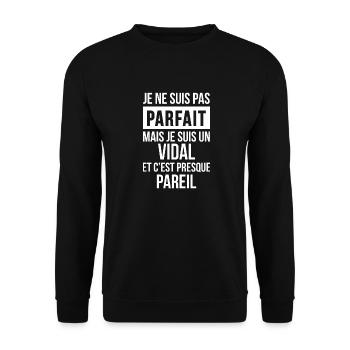 Nom de Famille - VIDAL - Sweat-shirt Unisexe - noir - Devant - Alina (178cm) & Michal (187cm)