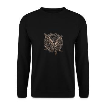 WIKINGER RABEN - Unisex Pullover - Schwarz - Vorne - Alina (178cm) & Michal (187cm)