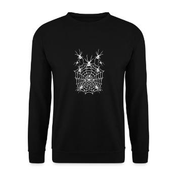 Spinnen im Spinnennetz - Unisex Pullover - Schwarz - Vorne - Alina (178cm) & Michal (187cm)
