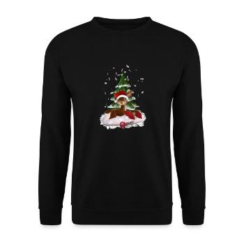 Weihnachtsgeschenk - Unisex Pullover - Schwarz - Vorne - Alina (178cm) & Michal (187cm)