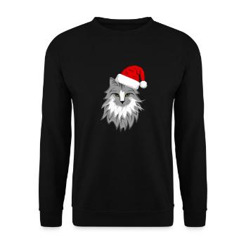 Graue Katze Weihnachten - Unisex Pullover - Schwarz - Vorne - Alina (178cm) & Michal (187cm)