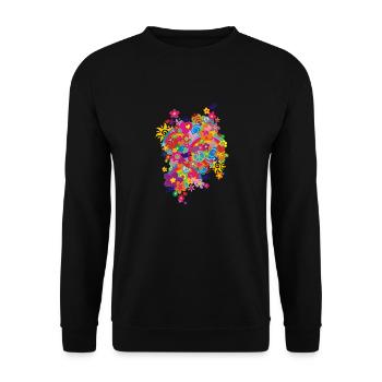 NEW FLOWER POWER RAINBOW - Unisex Pullover - Schwarz - Vorne - Alina (178cm) & Michal (187cm)
