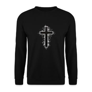 Cross splashes of paint - Unisex Sweatshirt - black - Front - Alina (178cm) & Michal (187cm)