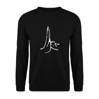 High Five mit Katze und Hund - Unisex Pullover - Schwarz - Vorne - Alina (178cm) & Michal (187cm)