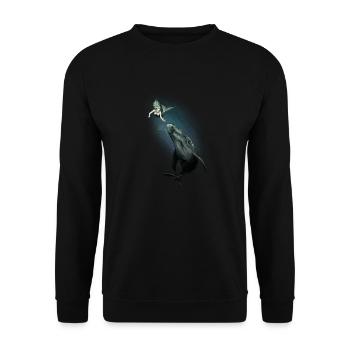 sirène nue nage avec chemise de baleine - Sweat-shirt Unisexe - noir - Devant - Alina (178cm) & Michal (187cm)