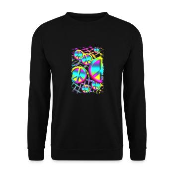 colourful PEACE web - Unisex Pullover - Schwarz - Vorne - Alina (178cm) & Michal (187cm)
