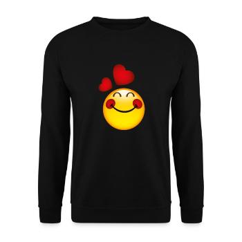 Smiley in Love - Unisex Sweatshirt - black - Front - Alina (178cm) & Michal (187cm)