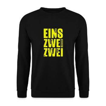 122 - Eins Zwei Zwei der Feuewehrnotruf - Unisex Pullover - Schwarz - Vorne - Alina (178cm) & Michal (187cm)