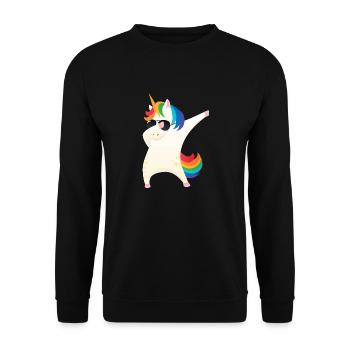 Dabbing Unicorn With Sunglasses - Dab Dance Gift - Sweat-shirt Unisexe - noir - Devant - Alina (178cm) & Michal (187cm)