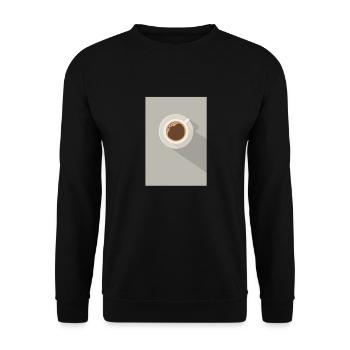 flach illustrierte Tasse Kaffee Geschenk modern - Unisex Pullover - Schwarz - Vorne - Alina (178cm) & Michal (187cm)