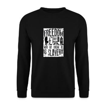 Freiheit ist Sklaverei - UK - Pfund - Unisex Pullover - Schwarz - Vorne - Alina (178cm) & Michal (187cm)