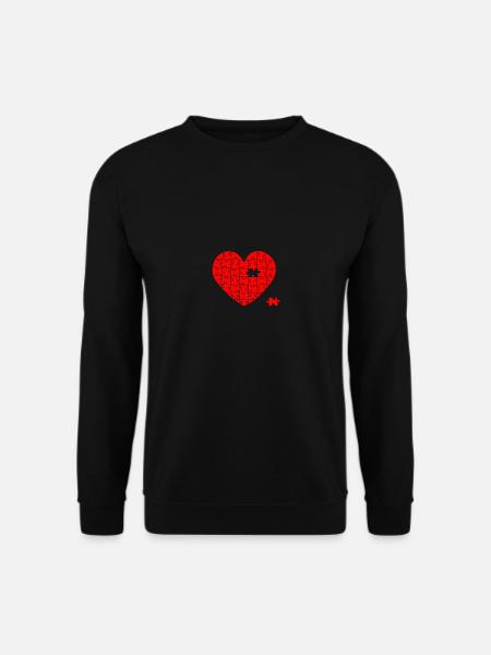 Herz Puzzle mit einem fehlenden Puzzleteil - Unisex Pullover - Schwarz