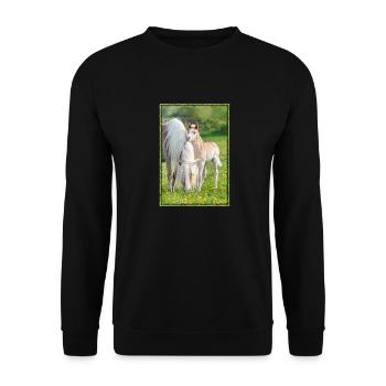 Haflinger Pferde niedliches Fohlen mit Stute - Unisex Pullover - Schwarz - Vorne - Alina (178cm) & Michal (187cm)
