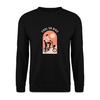 Cool commuter folding bicycle, Brompton London UK - Unisex Sweatshirt - black - Front - Alina (178cm) & Michal (187cm)