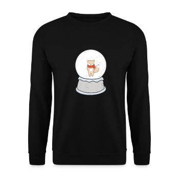 Schneekugel Fuchs - Unisex Pullover - Schwarz - Vorne - Alina (178cm) & Michal (187cm)