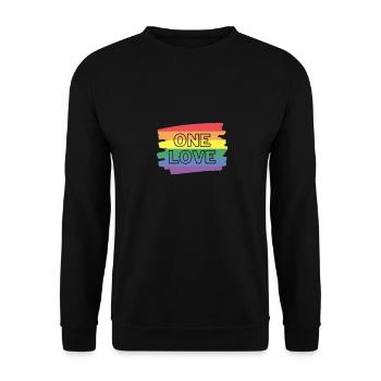 One LOVE Pride LGBT - Unisex Pullover - Schwarz - Vorne - Alina (178cm) & Michal (187cm)