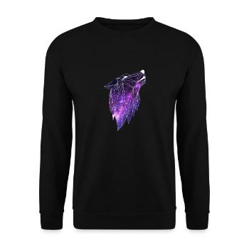 Geometry Galaxy Wolf - Unisex Sweatshirt - black - Front - Alina (178cm) & Michal (187cm)