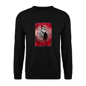 Palästina-Flagge Lebt Materie Grunge - Unisex Pullover - Schwarz - Vorne - Alina (178cm) & Michal (187cm)