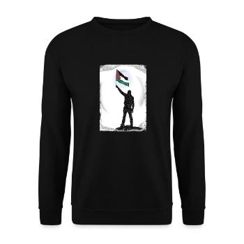 Palästina-Flagge Lebt Materie P11 - Unisex Pullover - Schwarz - Vorne - Alina (178cm) & Michal (187cm)