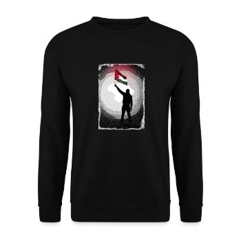 Palästina-Flagge Lebt Materie P5 - Unisex Pullover - Schwarz - Vorne - Alina (178cm) & Michal (187cm)