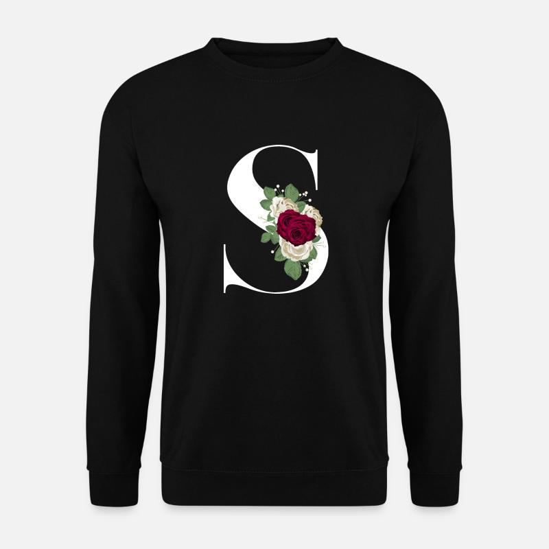 Buchstabe S geblümt - Unisex Pullover - Schwarz