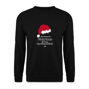 Hier kommt der Fickolaus - Unisex Pullover - Schwarz - Vorne - Alina (178cm) & Michal (187cm)