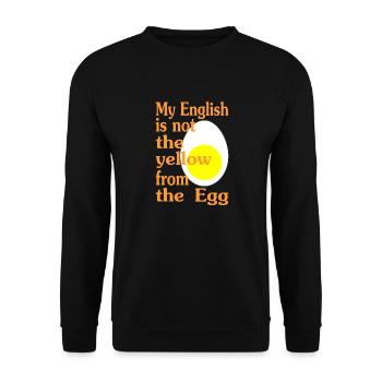 My English is not the yellow from the Egg-Version2 - Unisex Pullover - Schwarz - Vorne - Alina (178cm) & Michal (187cm)