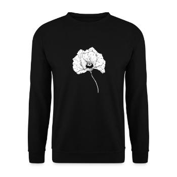 Mohn Pflanze Blume Schwarz Weiß - Unisex Pullover - Schwarz - Vorne - Alina (178cm) & Michal (187cm)