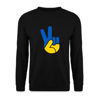 Signe de la main de la paix en Ukraine - Sweat-shirt Unisexe - noir - Devant - Alina (178cm) & Michal (187cm)