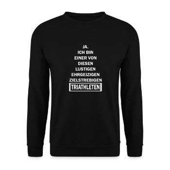Triathlon Swim Bike Run Marathon - Unisex Pullover - Schwarz - Vorne - Alina (178cm) & Michal (187cm)