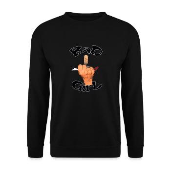 Bad Girl and corkscrew hand - Unisex Sweatshirt - black - Front - Alina (178cm) & Michal (187cm)