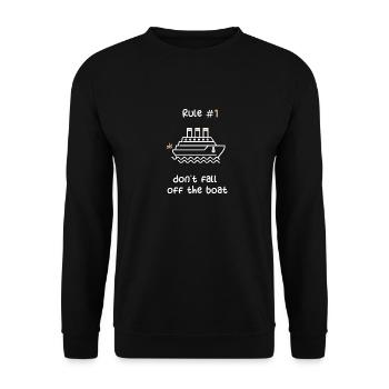 KREUZFAHRTSCHIFF - WEISS-BRAUNES KREUZFAHRTSCHIFF - Unisex Pullover - Schwarz - Vorne - Alina (178cm) & Michal (187cm)