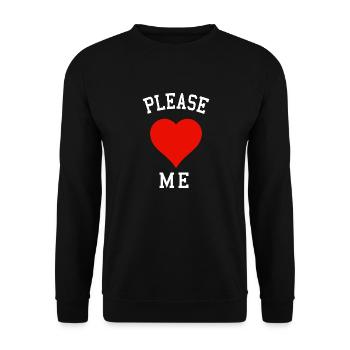 Bitte liebe mich - Unisex Pullover - Schwarz - Vorne - Alina (178cm) & Michal (187cm)